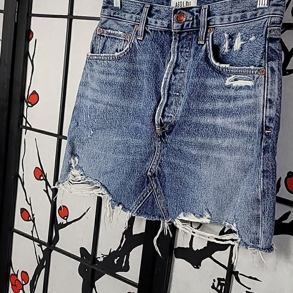 Agolde Quinn High Rise Denim Mini Skirt 25 - Picture 4 of 10